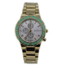 Gold Plating Green Top Ring Lady Quartz Watch